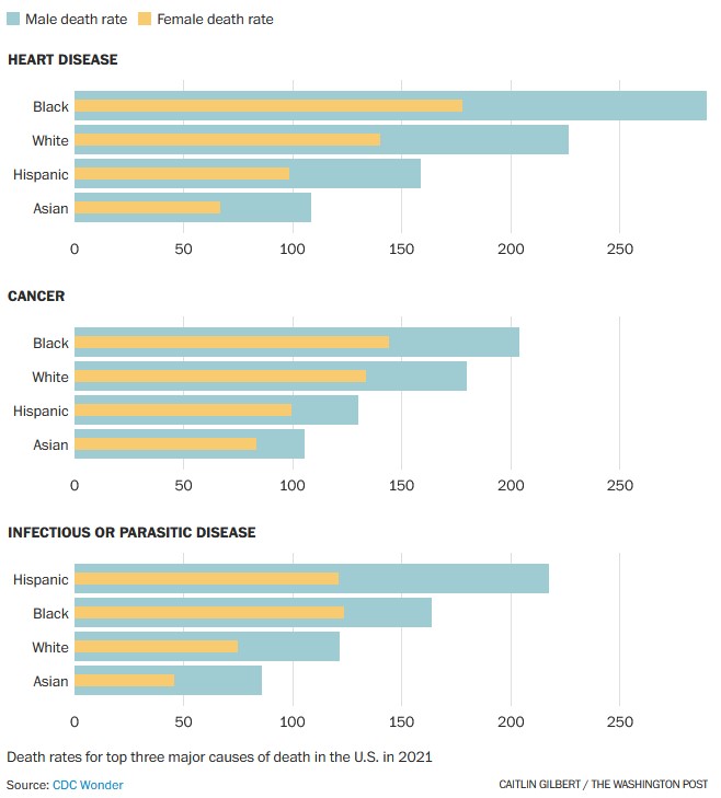 American Mortality Rates males deaths versus female deaths